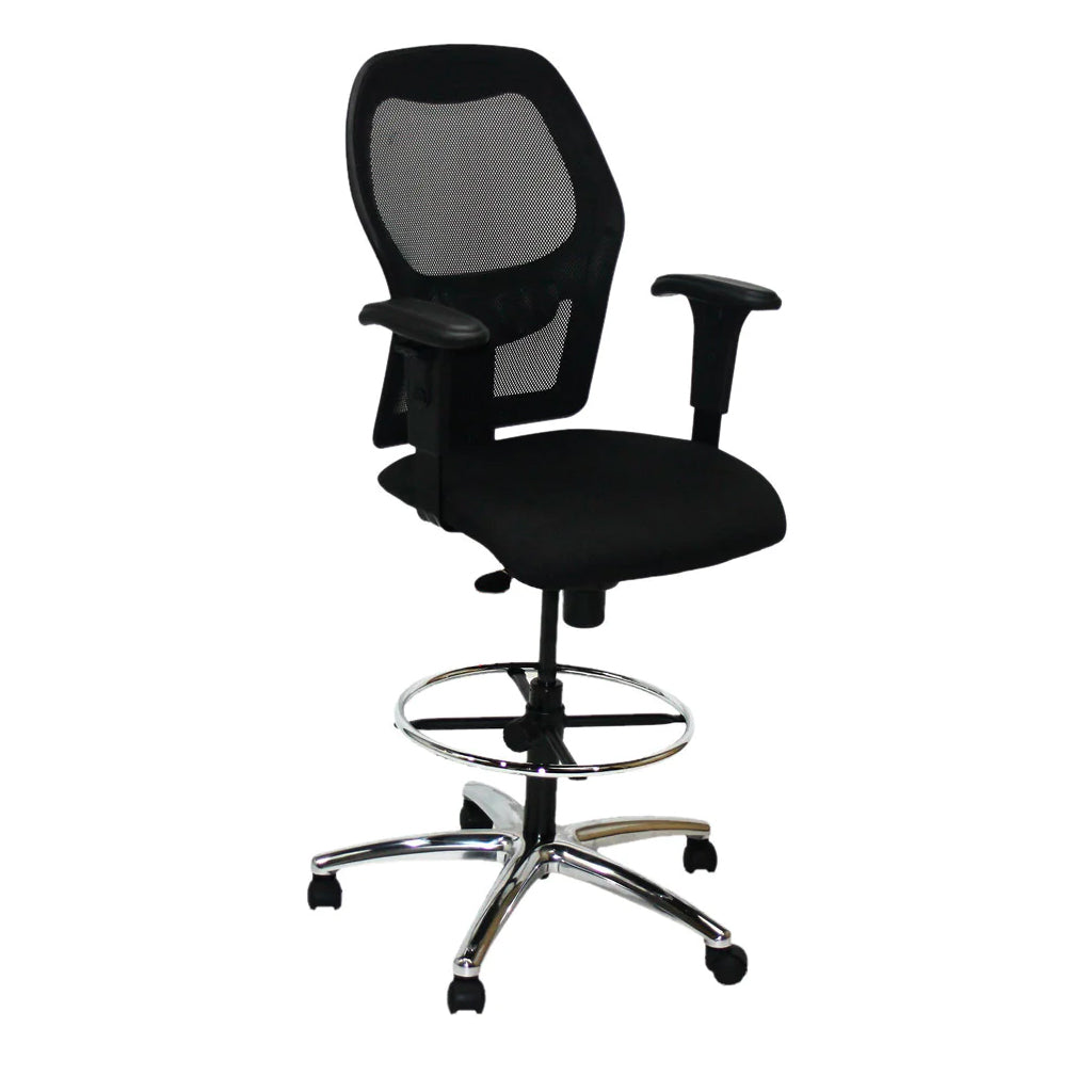 Ahrend: 160 Type Draughtsman Chair in Black Fabric - Aluminium Base - Refurbished