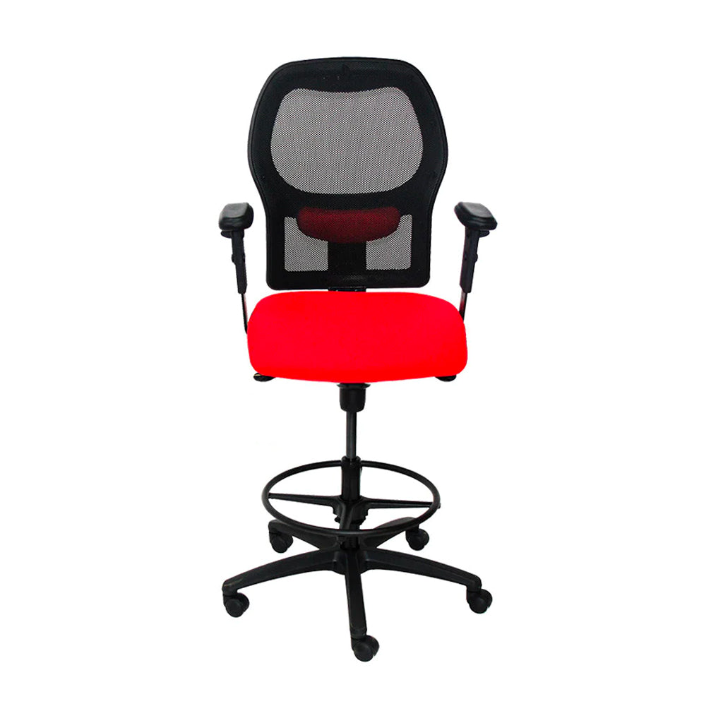 <tc>Ahrend</tc>: Silla de dibujante tipo 160 en tela roja - Base negra - Reacondicionada