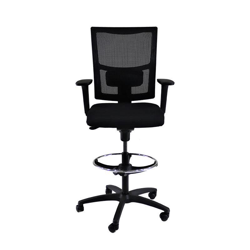 Saxen: Ergo Draughtsman Chair in Black Fabric - Refurbished