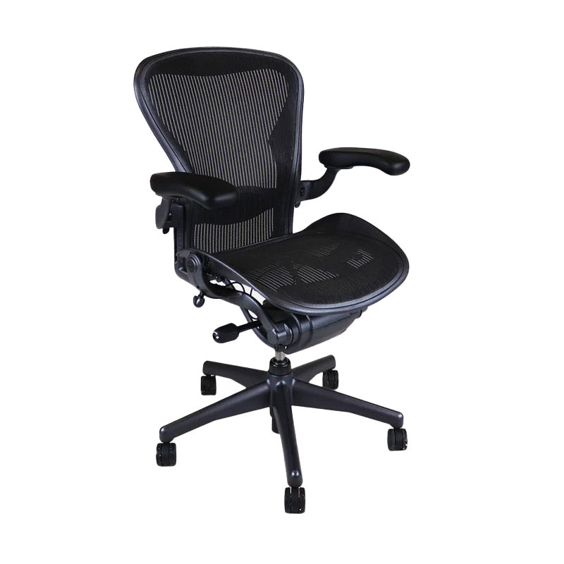 Herman Miller: Aeron - size B - Height Adjustable Arm Back Tilt Only (Graphite) - Refurbished