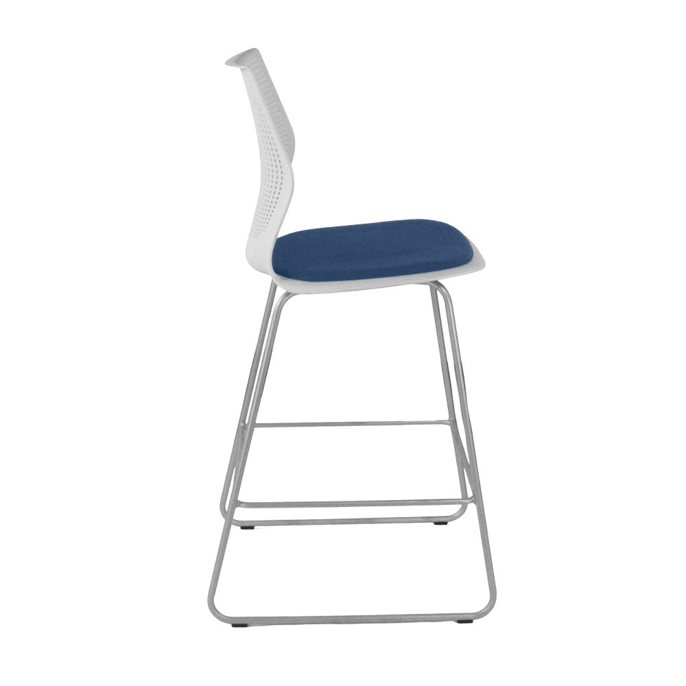 <tc>Knoll</tc>: <tc>Multigeneration</tc> Taburete de tela azul - Reacondicionado