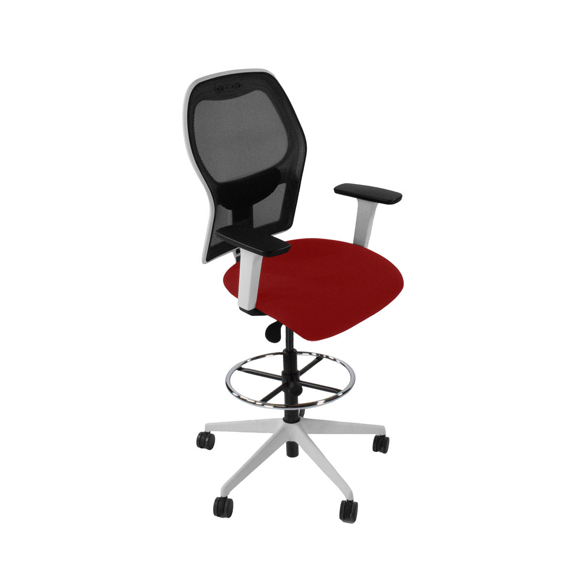 Ahrend: 160 Type Draughtsman Chair in Red Fabric - White Base - Refurbished