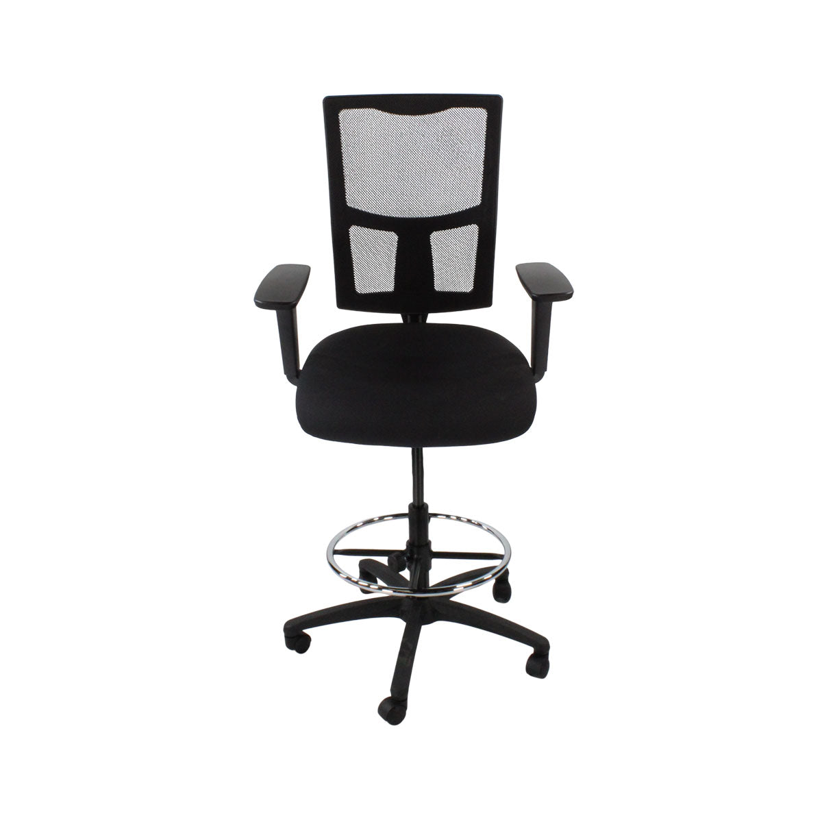Saxen: Ergo 2 Draughtsman Chair in Black Fabric - Refurbished