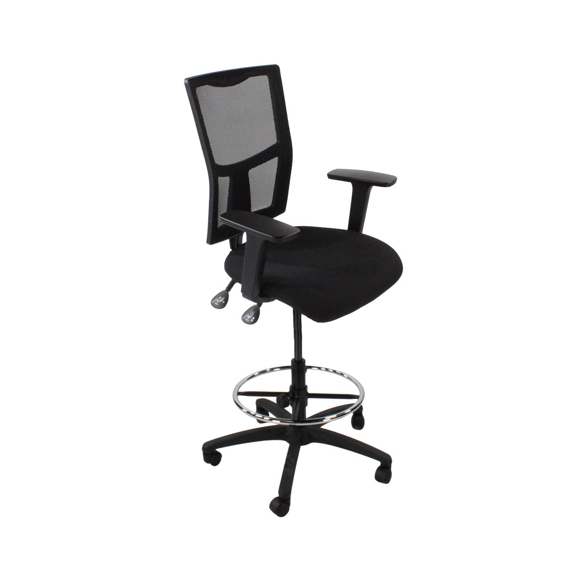 Saxen: Ergo 2 Draughtsman Chair in Black Fabric - Refurbished