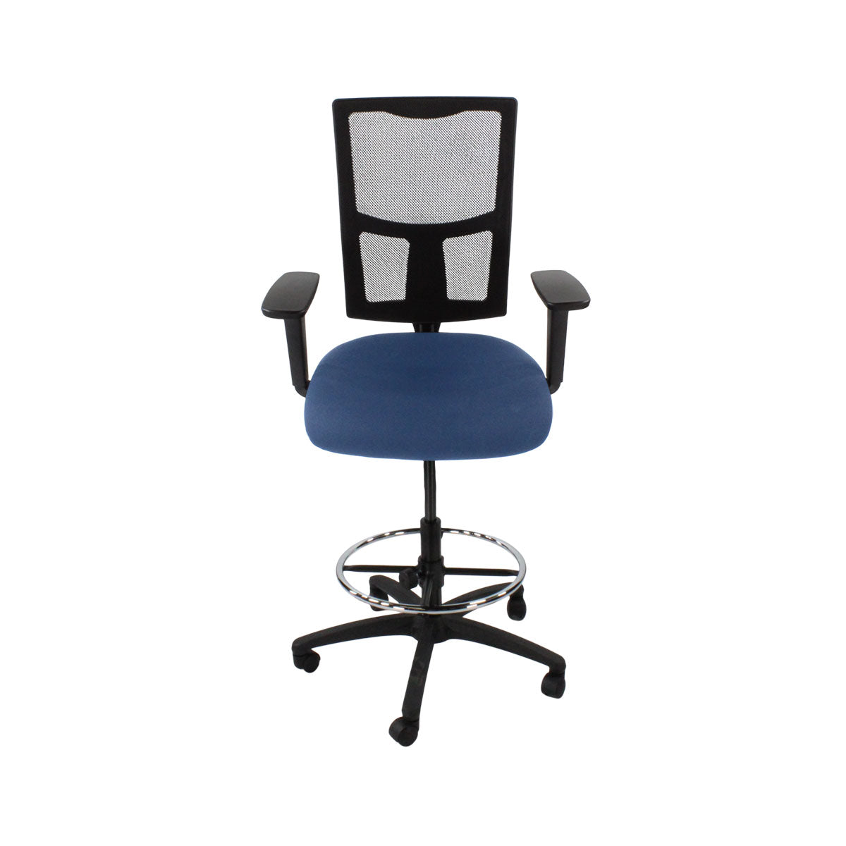 Saxen: Ergo 2 Draughtsman Chair in Blue Fabric - Refurbished