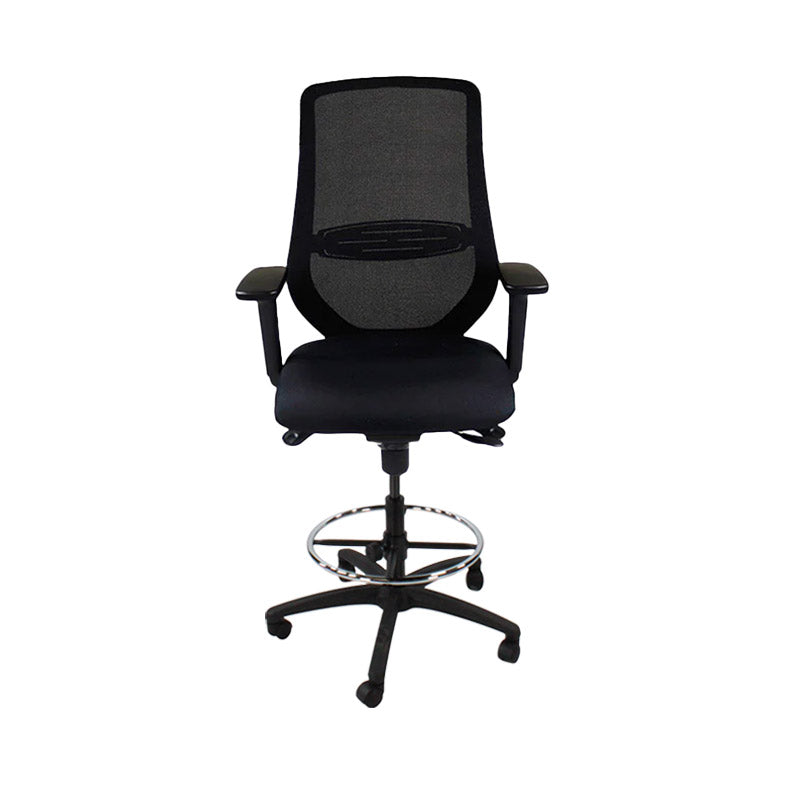 Saxen: Scudo Draughtsman Chair in Black Fabric - Refurbished