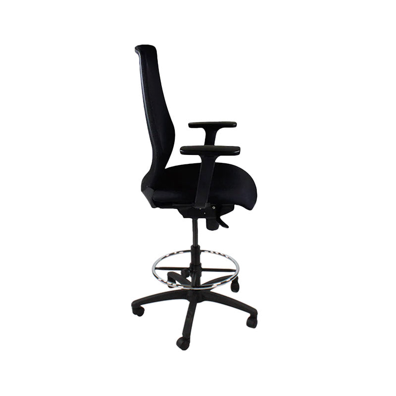 Saxen: Scudo Draughtsman Chair in Black Fabric - Refurbished