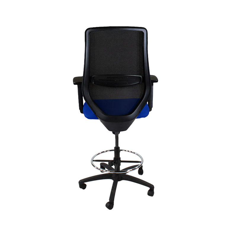 Saxen: Scudo Draughtsman Chair in Blue Fabric - Refurbished