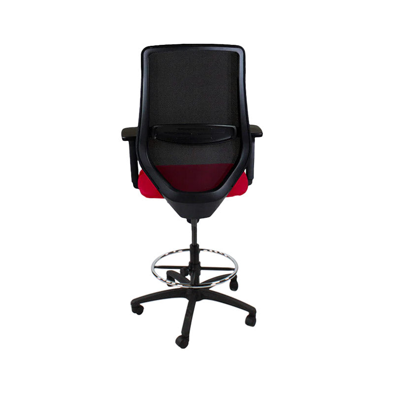 Saxen: Scudo Draughtsman Chair in Red Fabric - Refurbished