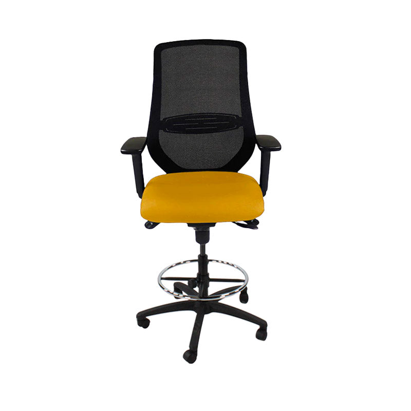 Saxen: Scudo Draughtsman Chair in Yellow Fabric - Refurbished