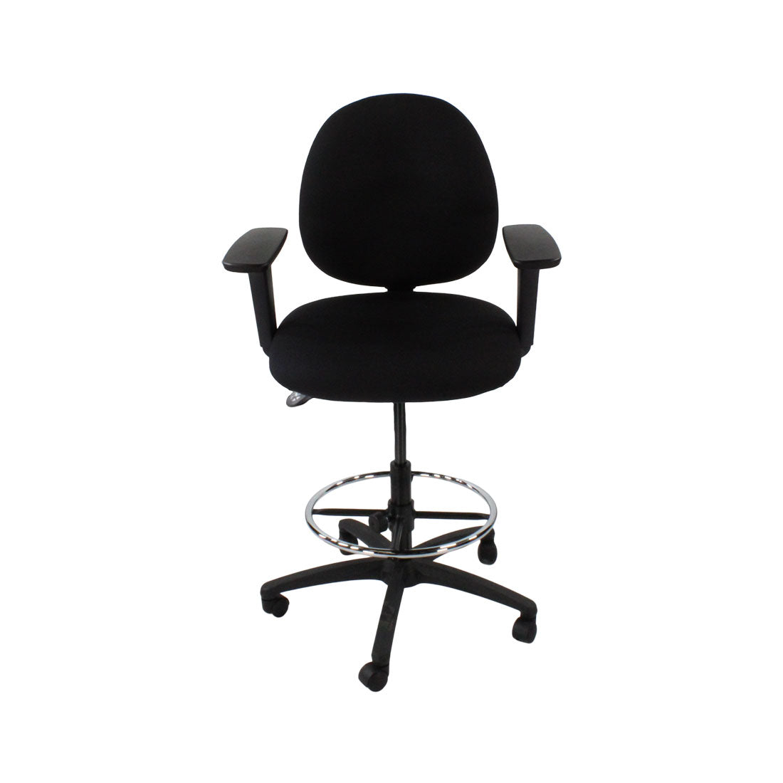 Saxen: Scoop Draughtsman Chair in Black Fabric - Refurbished