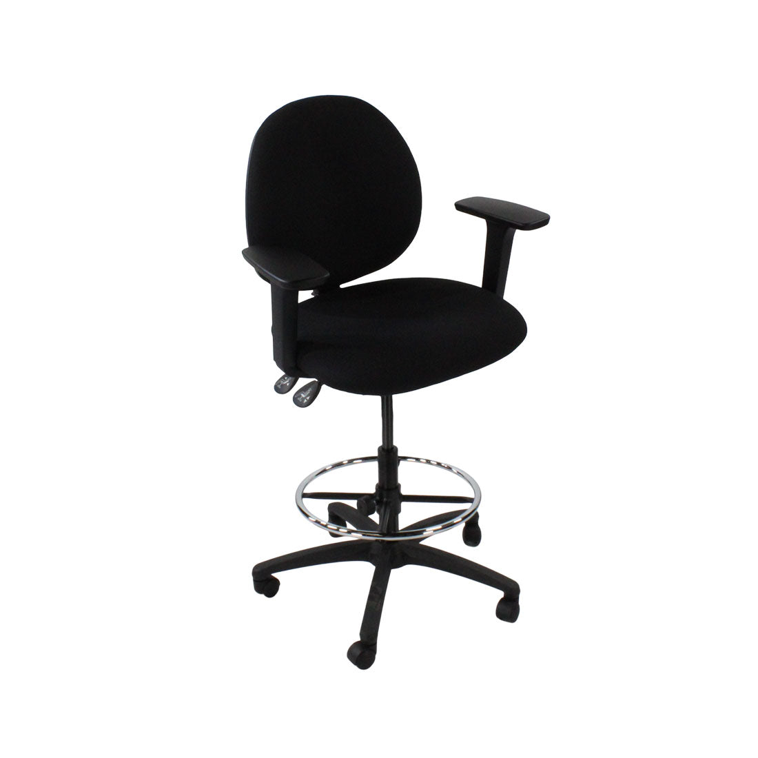 Saxen: Scoop Draughtsman Chair in Black Fabric - Refurbished