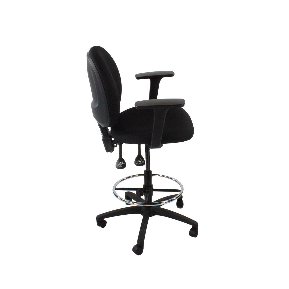 Saxen: Scoop Draughtsman Chair in Black Fabric - Refurbished