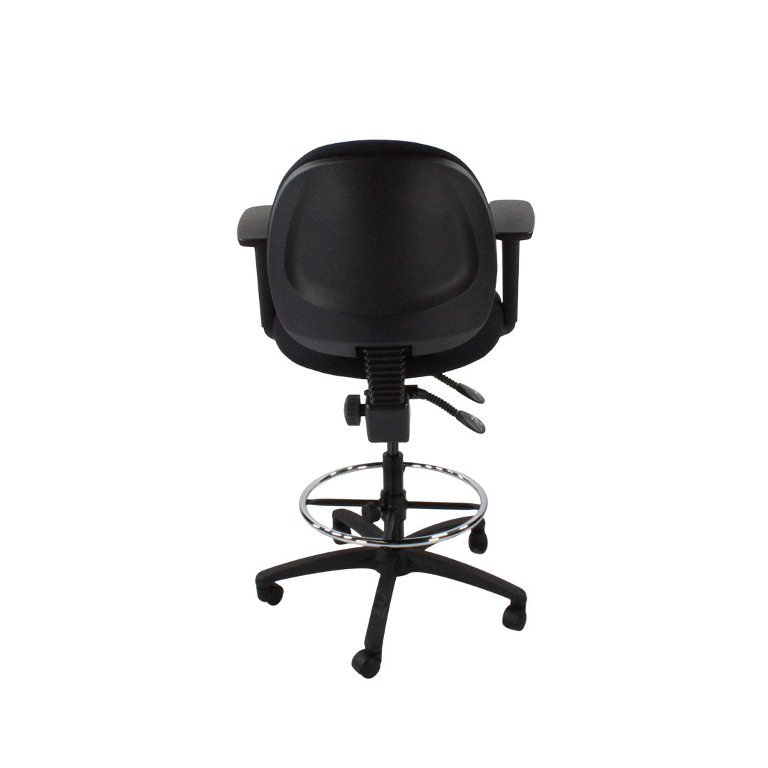 Saxen: Scoop Draughtsman Chair in Black Fabric - Refurbished