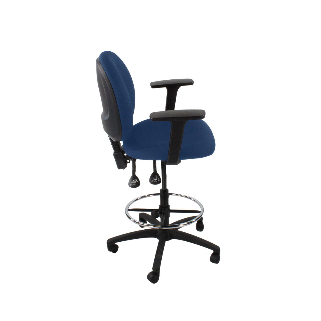 Sajón: <tc>Scoop</tc> Silla de dibujante en tela azul - Reacondicionada