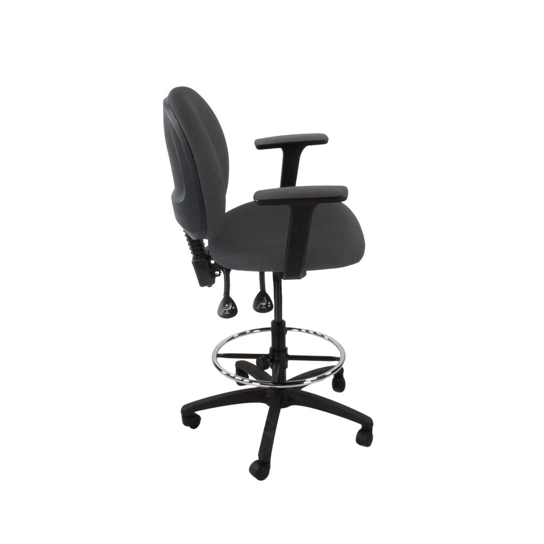 Saxen: Scoop Draughtsman Chair in Grey Fabric - Refurbished
