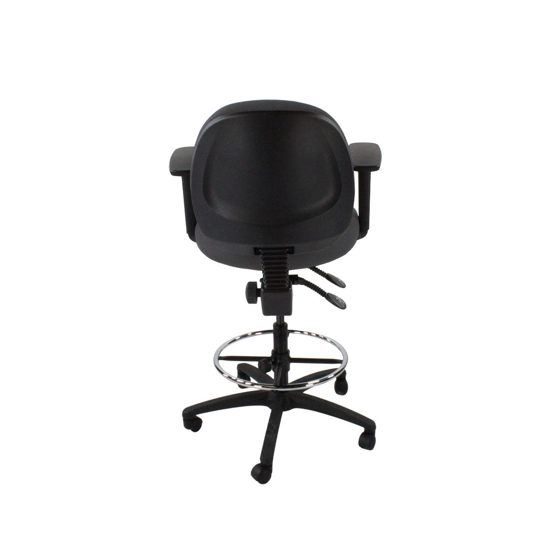 Saxen: Scoop Draughtsman Chair in Grey Fabric - Refurbished