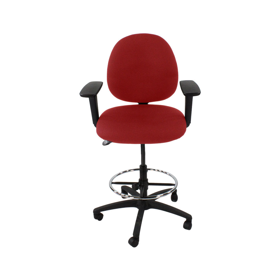 Saxen: Scoop Draughtsman Chair in Red Fabric - Refurbished