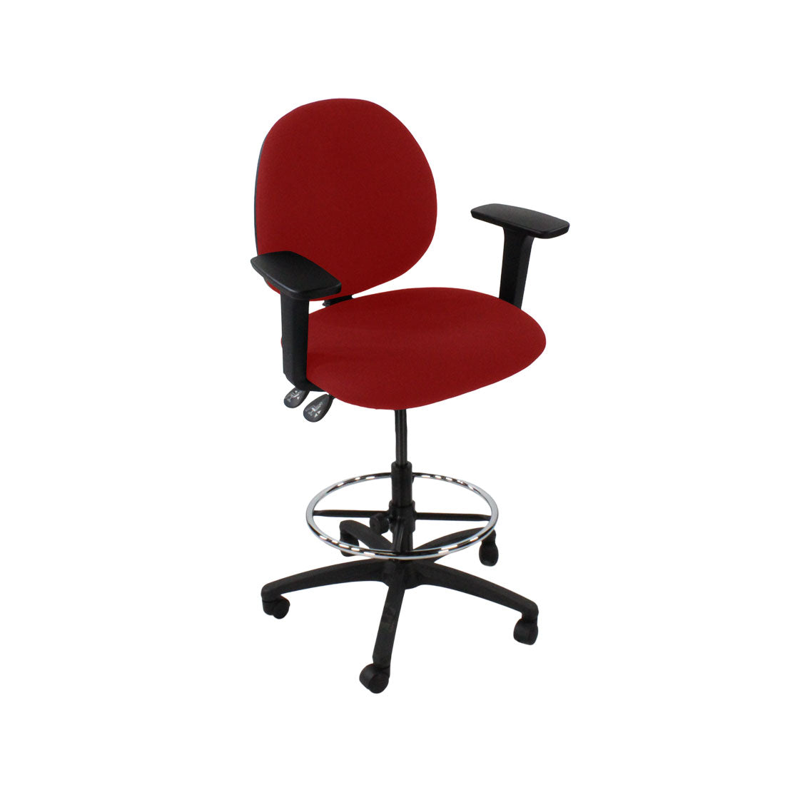 Saxen: Scoop Draughtsman Chair in Red Fabric - Refurbished