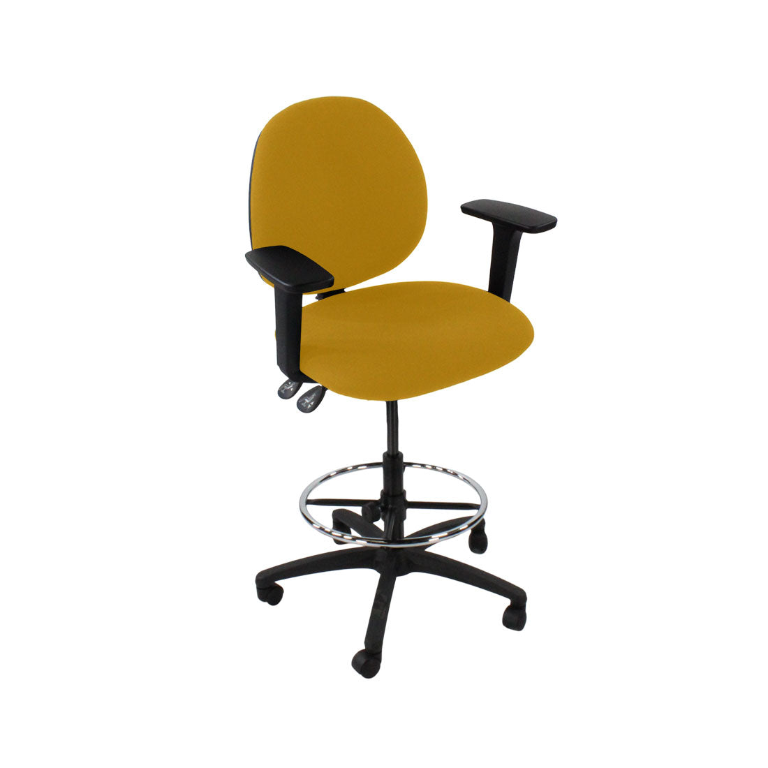 Saxen: Scoop Draughtsman Chair in Yellow Fabric - Refurbished
