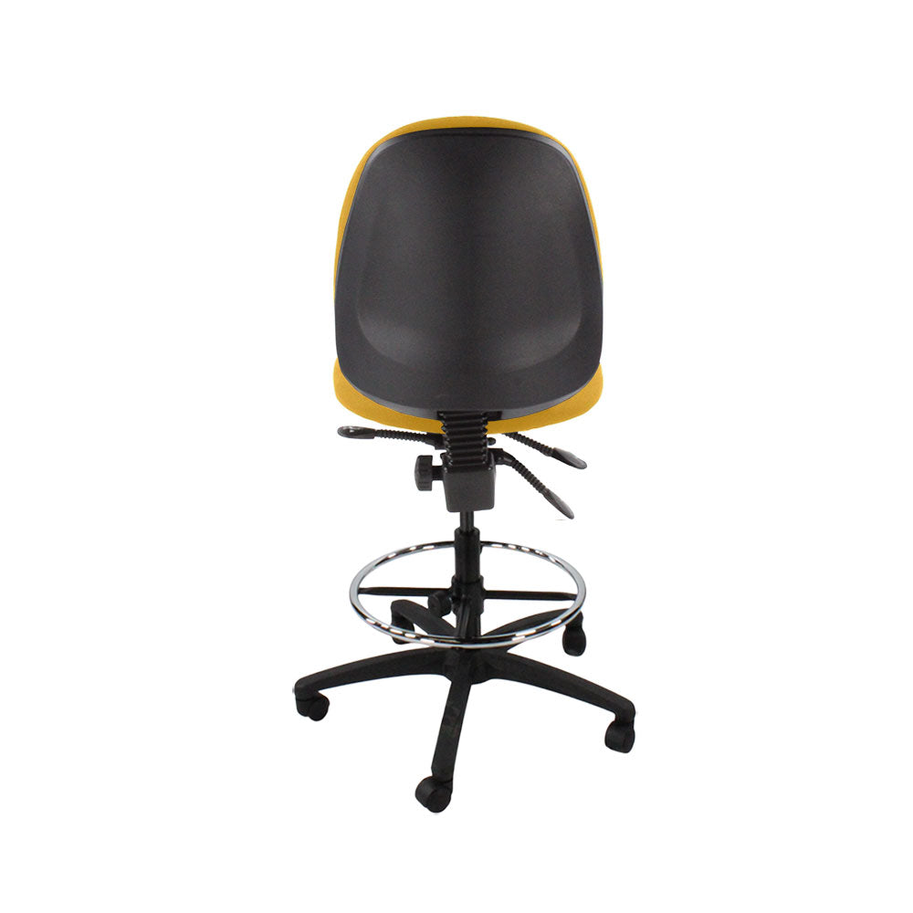 Saxen: Scoop High Draughtsman Chair Without Arms in Yellow Fabric - Refurbished