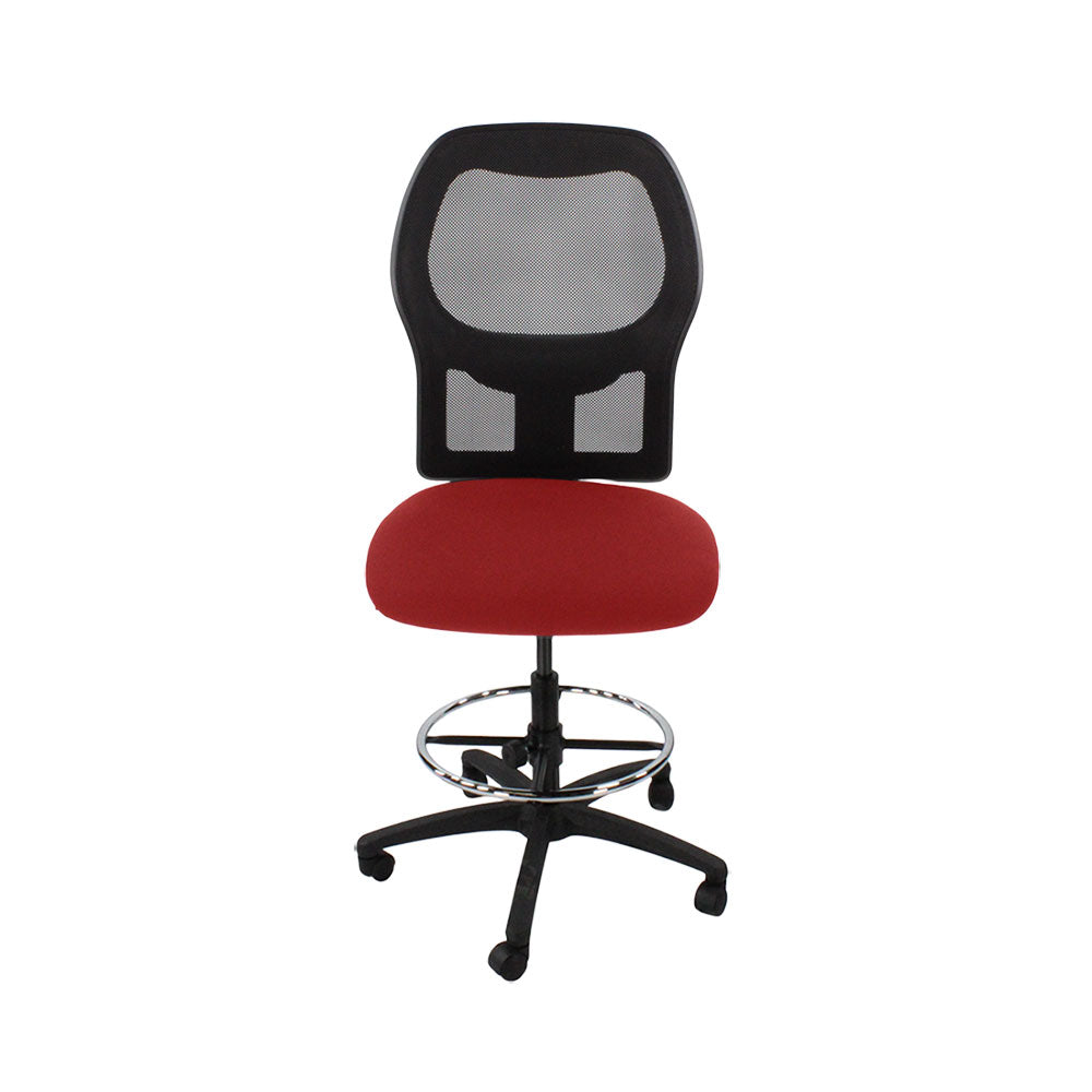 Ahrend: 160 Type Draughtsman Chair Without Arm in Red Fabric - Black Base - Refurbished