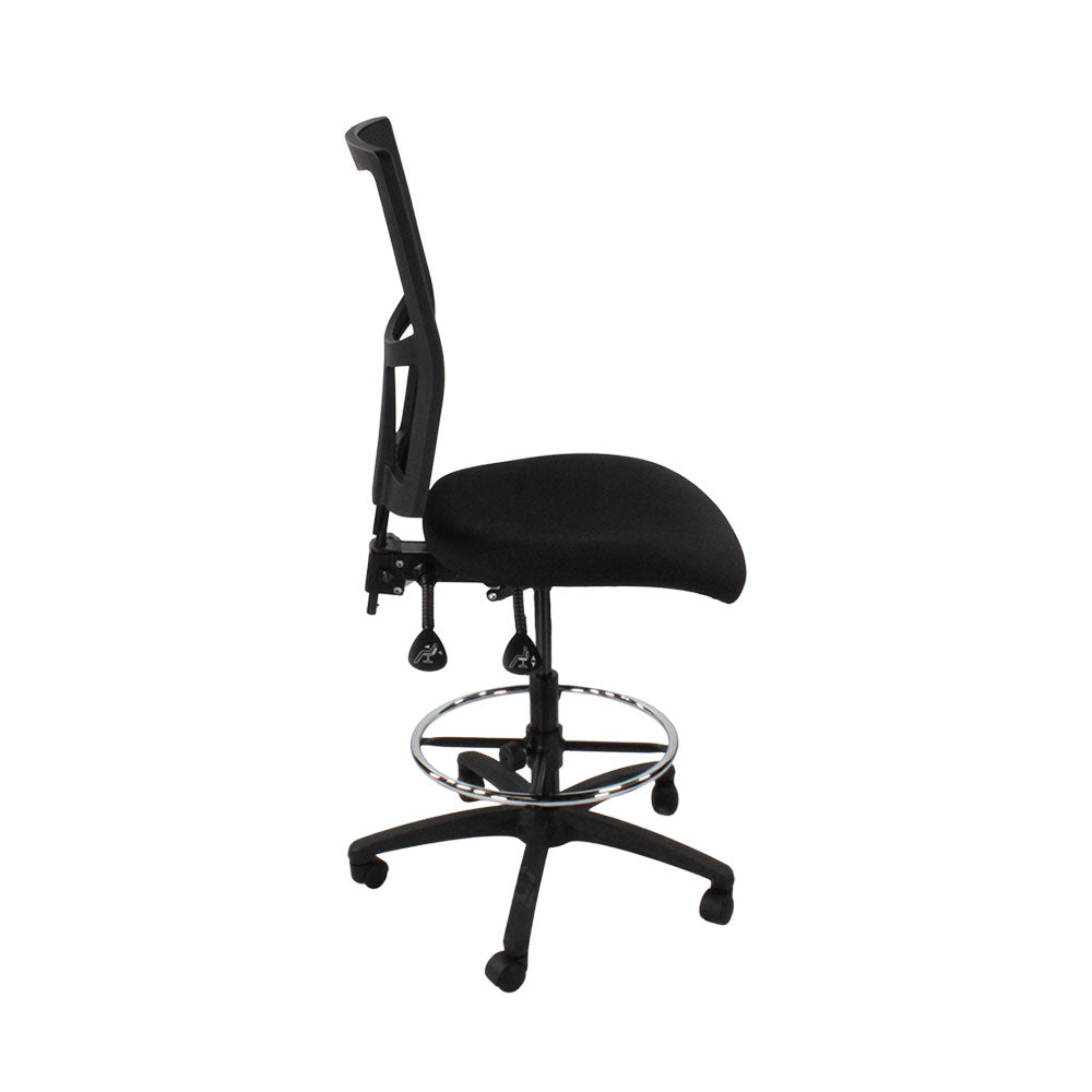 Saxen: Ergo 2 Draughtsman Chair Without Arms in Black Fabric - Refurbished