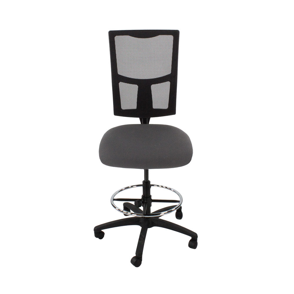 Saxen: Ergo 2 Draughtsman Chair Without Arms in Grey Fabric - Refurbished