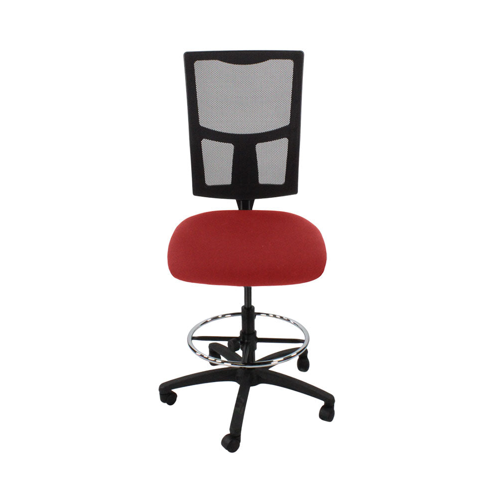 Saxen: Ergo 2 Draughtsman Chair Without Arms in Red Fabric - Refurbished