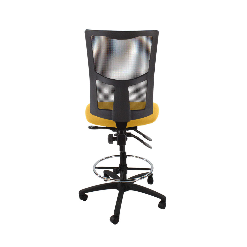 Saxen: Ergo 2 Draughtsman Chair Without Arms in Yellow Fabric - Refurbished