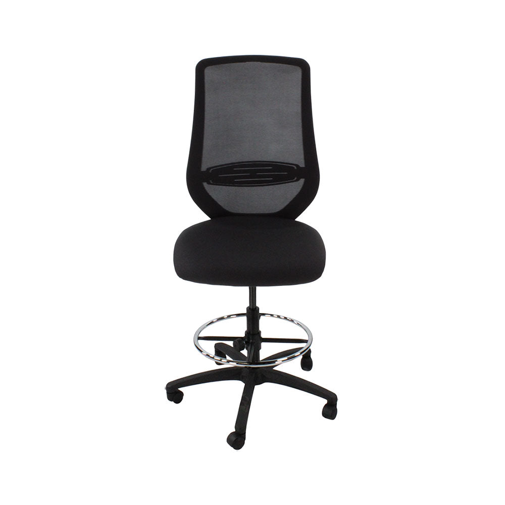 Saxen: Scudo Draughtsman Chair Without Arms in Black Fabric - Refurbished