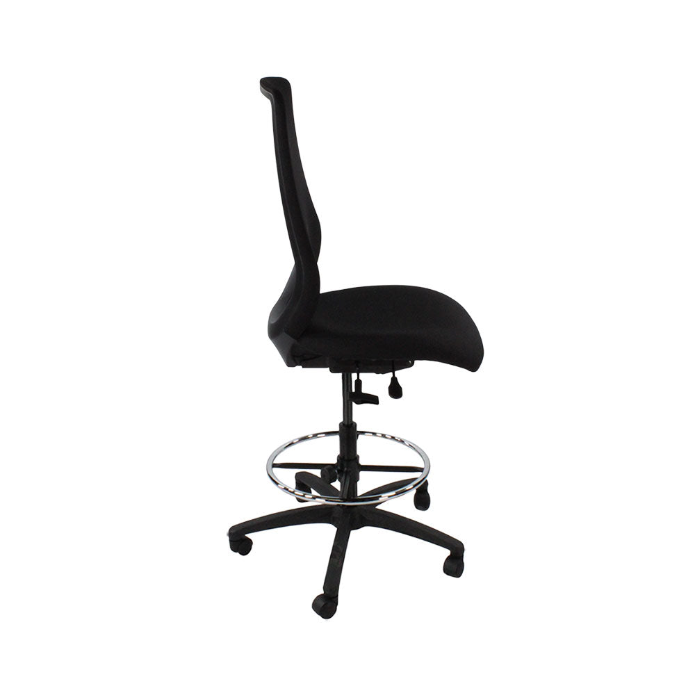Saxen: Scudo Draughtsman Chair Without Arms in Black Fabric - Refurbished