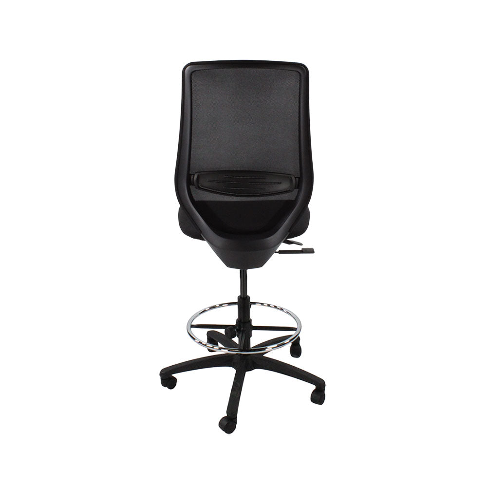Saxen: Scudo Draughtsman Chair Without Arms in Black Fabric - Refurbished