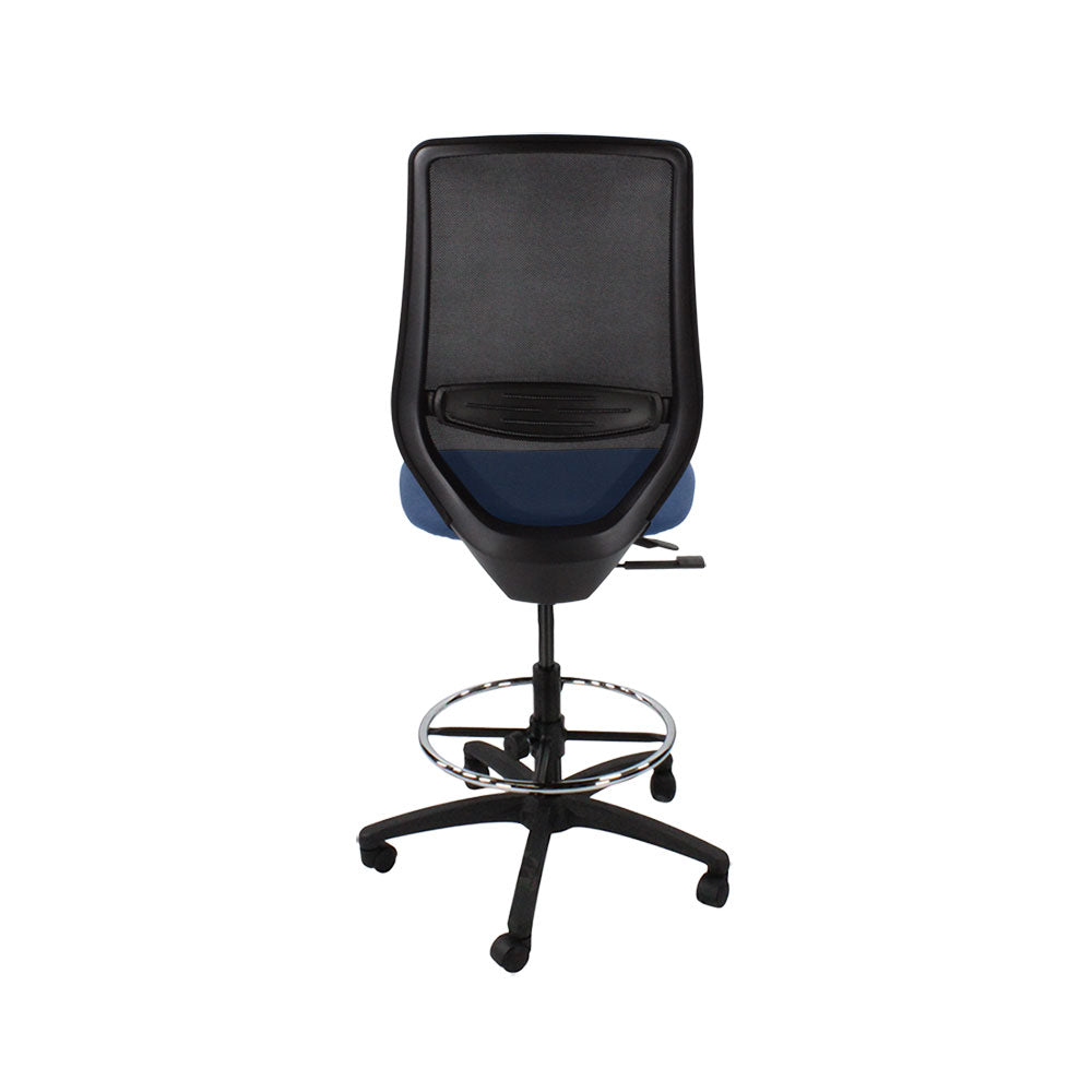 Sajón: <tc>Scudo</tc> Silla de dibujo sin brazos en tela azul - Reacondicionada