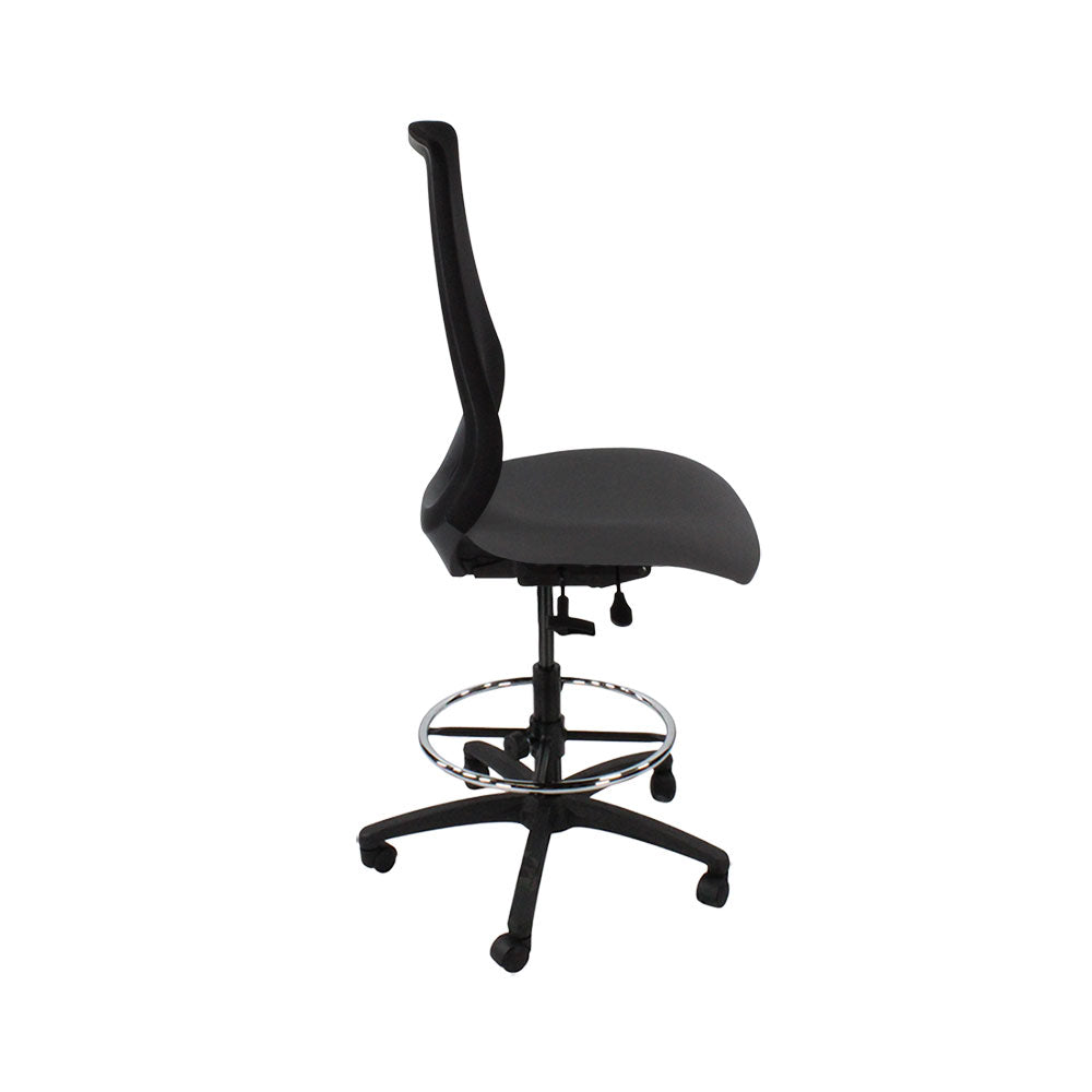 Saxen: Scudo Draughtsman Chair Without Arms in Grey Fabric - Refurbished