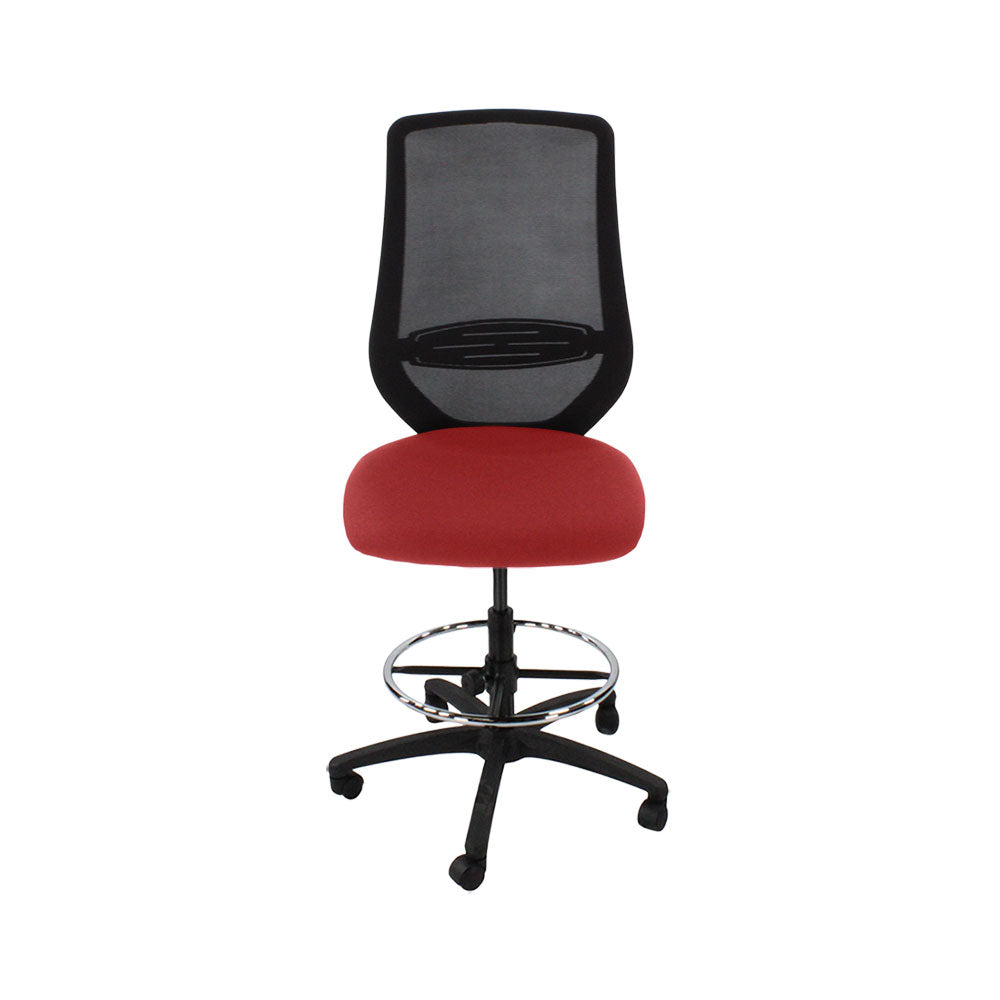 Saxen: Scudo Draughtsman Chair Without Arms in Red Fabric - Refurbished