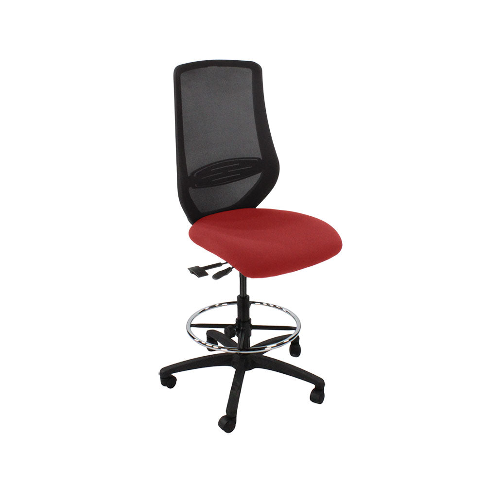 Saxen: Scudo Draughtsman Chair Without Arms in Red Fabric - Refurbished