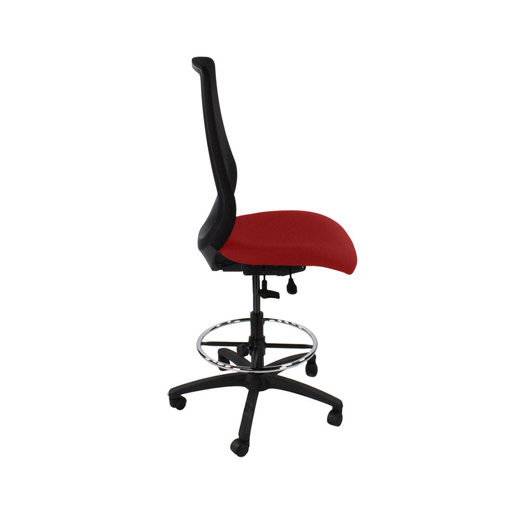 Saxen: Scudo Draughtsman Chair Without Arms in Red Fabric - Refurbished