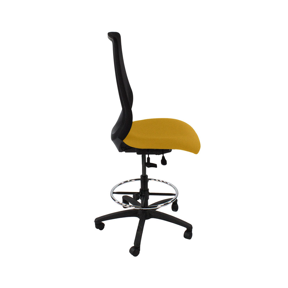 Saxen: Scudo Draughtsman Chair Without Arms in Yellow Fabric - Refurbished