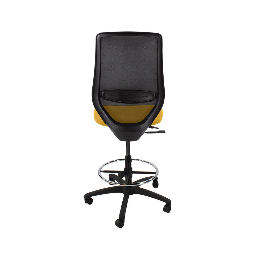 Saxen: Scudo Draughtsman Chair Without Arms in Yellow Fabric - Refurbished