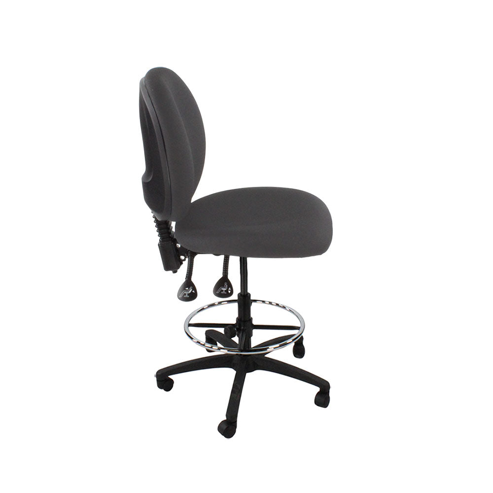 Saxen: Scoop Draughtsman Chair Without Arms in Grey Fabric - Refurbished
