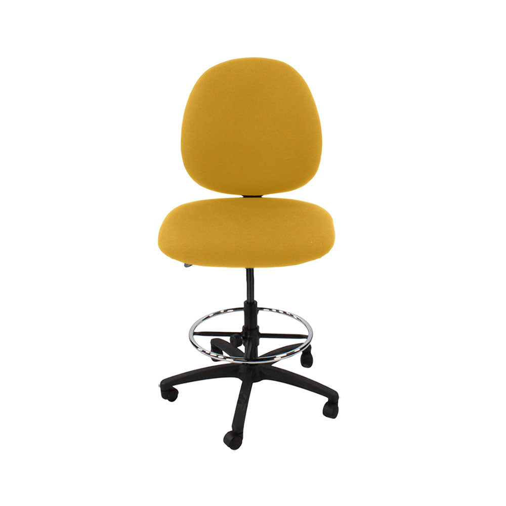 Saxen: Scoop Draughtsman Chair Without Arms in Yellow Fabric - Refurbished