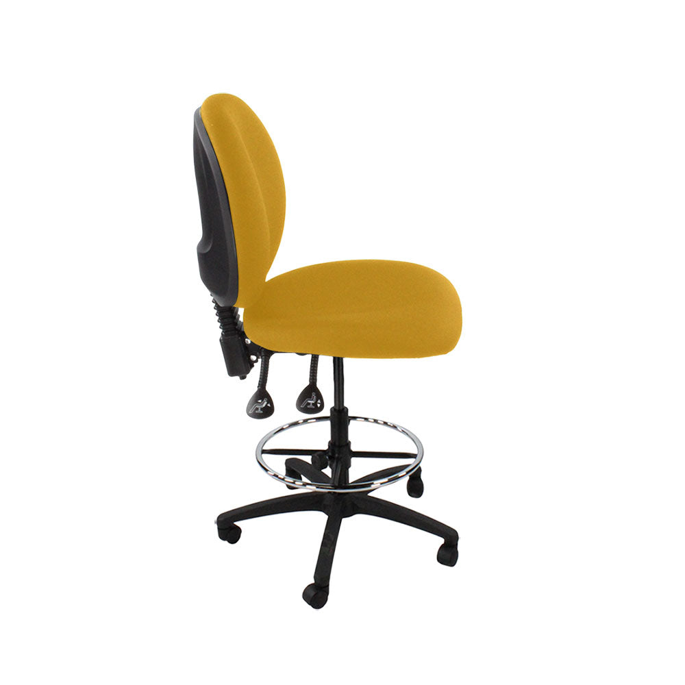 Saxen: Scoop Draughtsman Chair Without Arms in Yellow Fabric - Refurbished