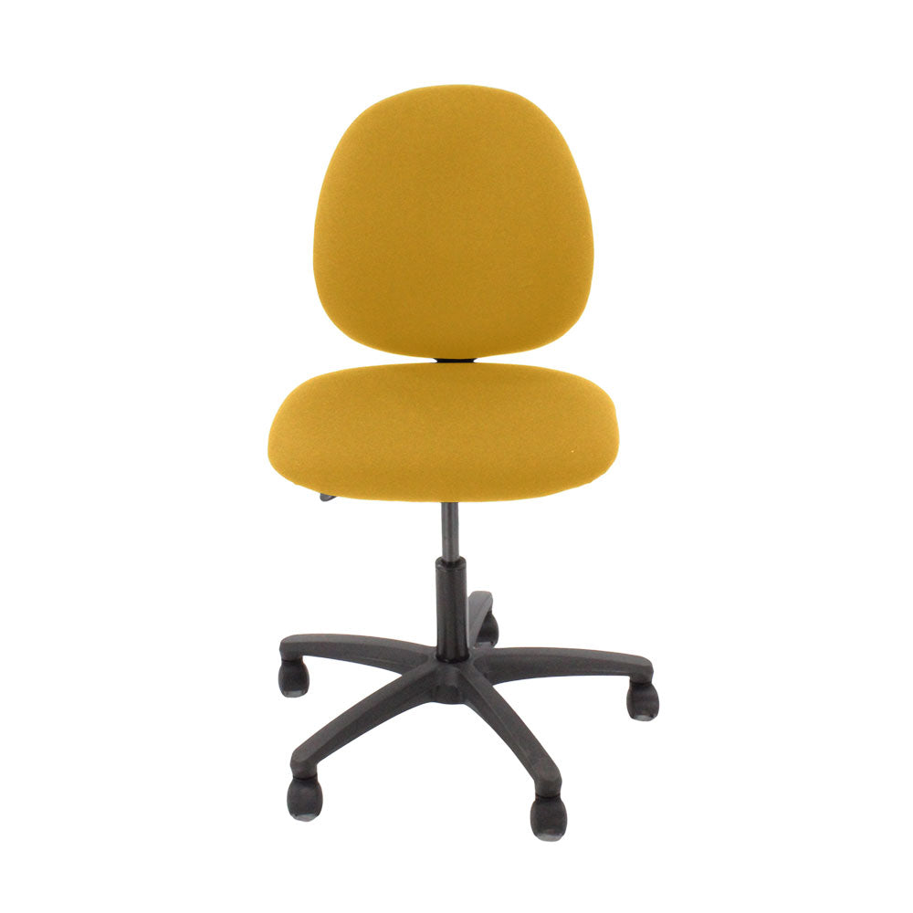 Saxen: Scoop Operator Chair in Yellow Fabric Without Arms - Refurbished