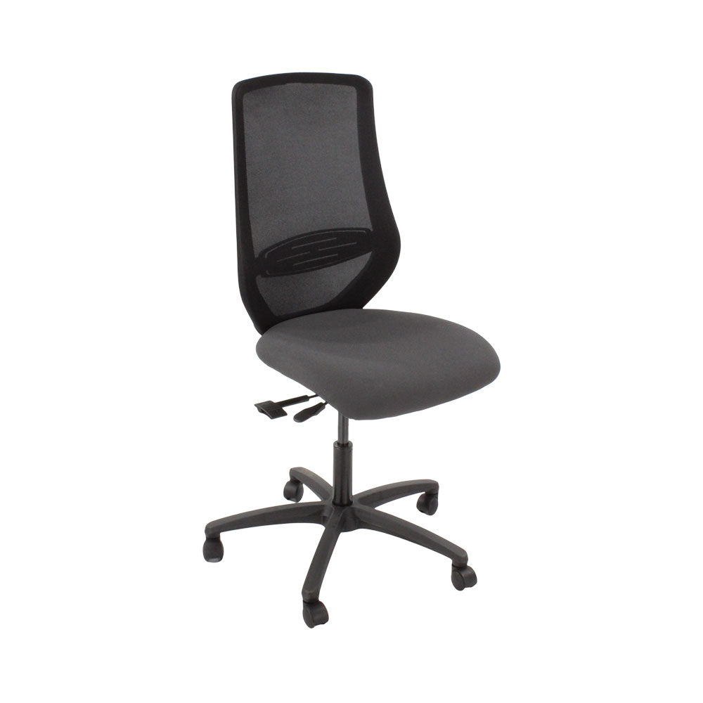 Sajón: <tc>Scudo</tc> Silla de trabajo con asiento de tela gris sin brazos - Reacondicionada