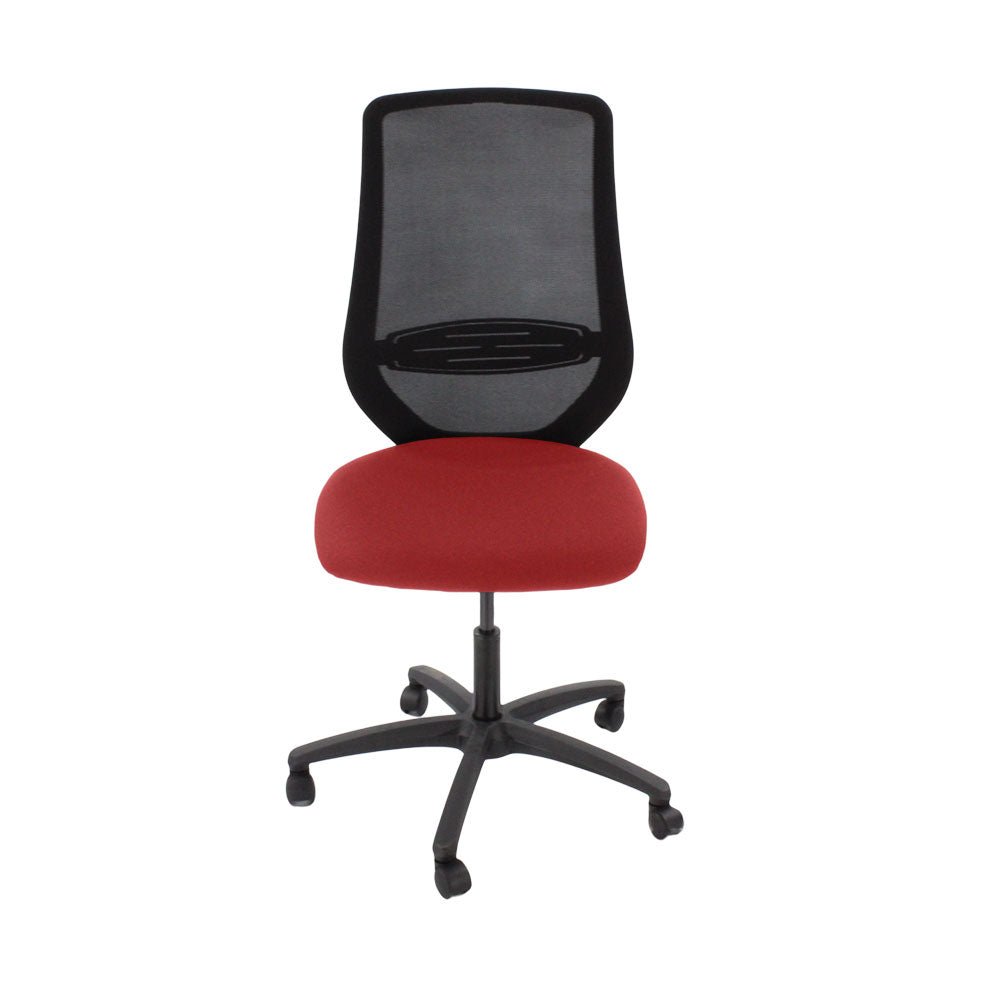 Saxen: Scudo Task Chair with Red Fabric Seat Without Arms - Refurbished