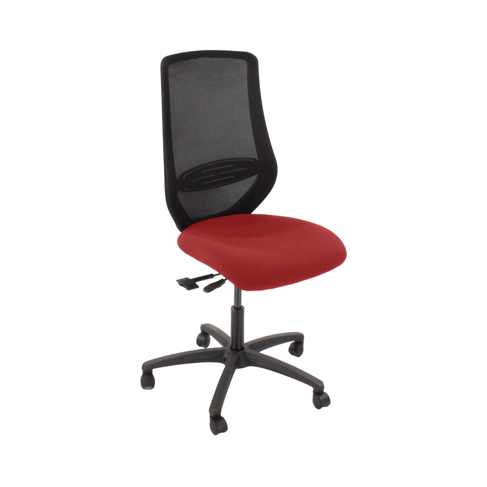Saxen: Scudo Task Chair with Red Fabric Seat Without Arms - Refurbished