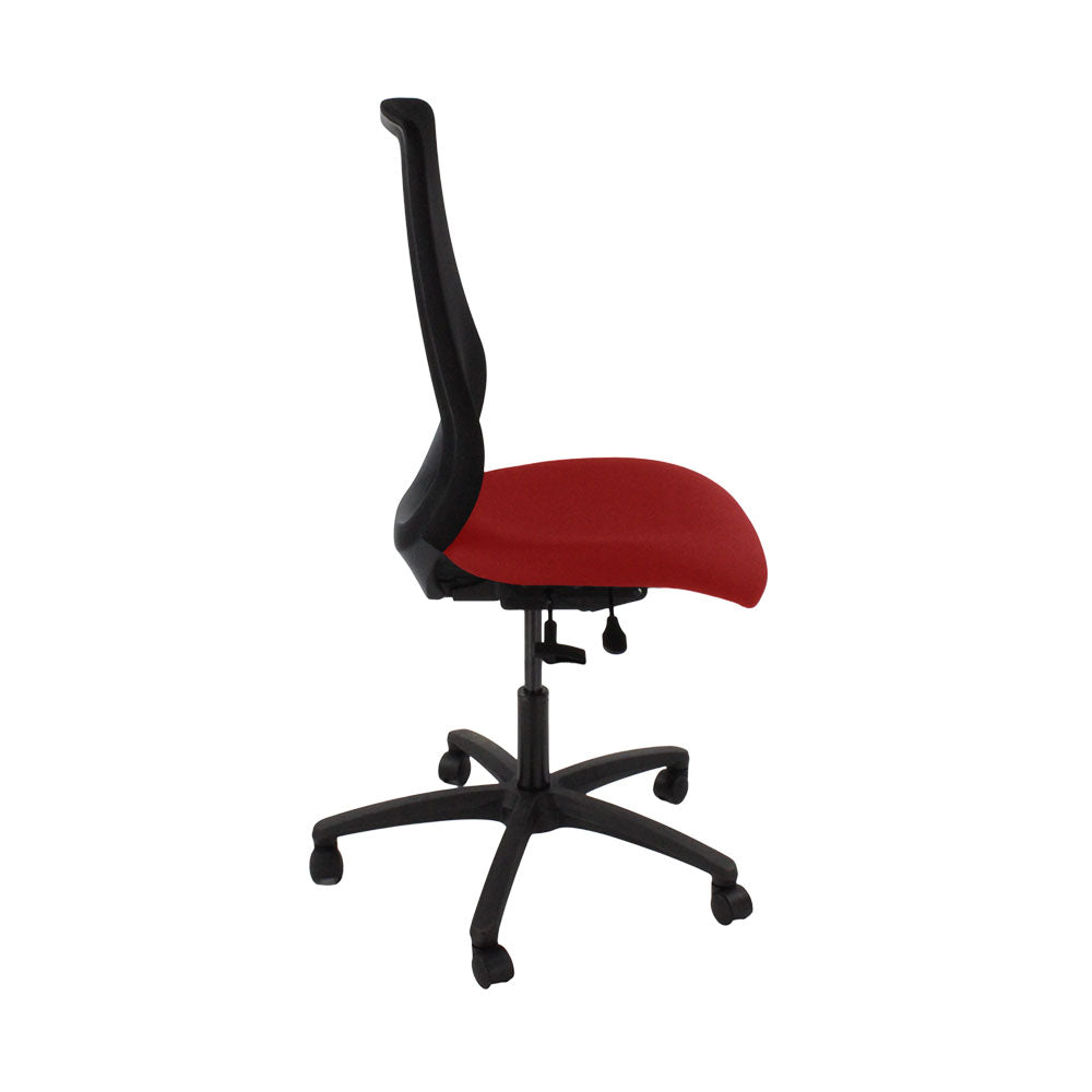 Saxen: Scudo Task Chair with Red Fabric Seat Without Arms - Refurbished