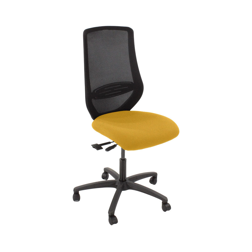Saxen: Scudo Task Chair with Yellow Fabric Seat Without Arms - Refurbished