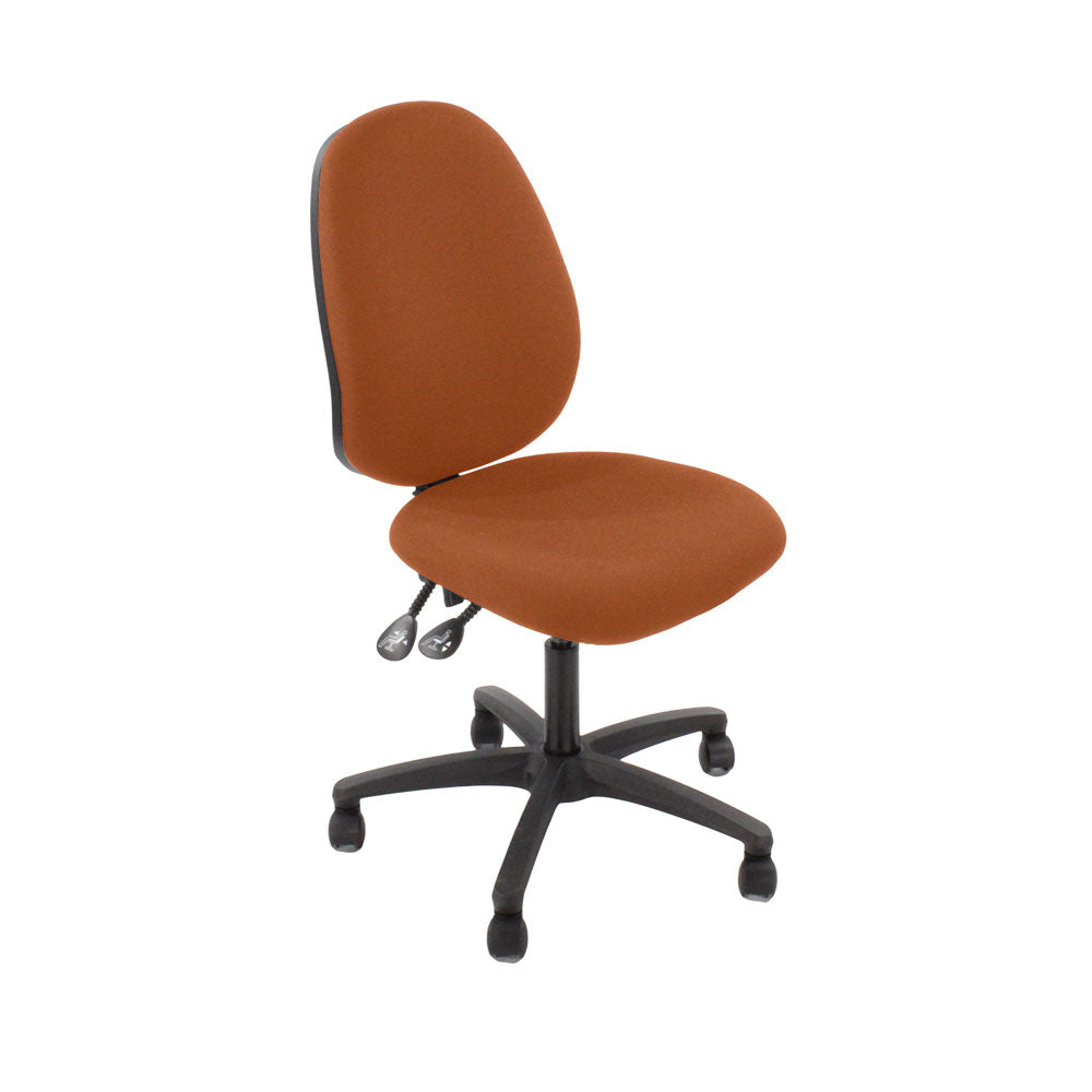 Saxen: Scoop High Operator Chair in Tan Leather Without Arms - Refurbished